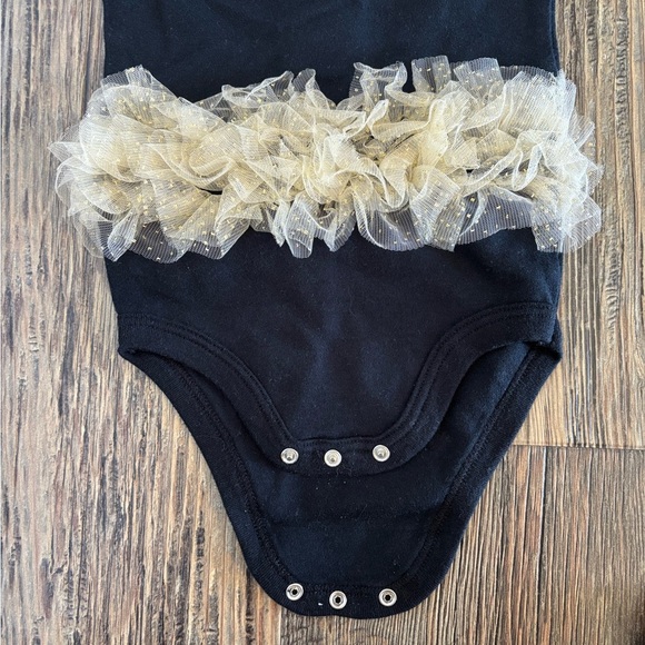 Baby Essentials My Little Black Dress Tutu Bodysuit Onesie Size 9M Embroidered - Picture 5 of 9